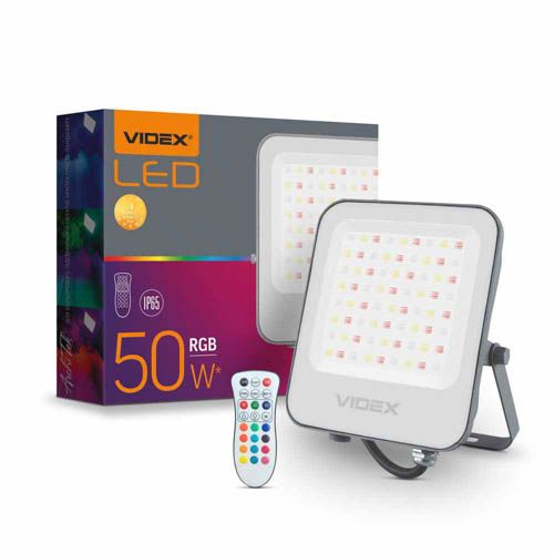 Прожектор світлодіодний 50Вт RGB 220V, Videx