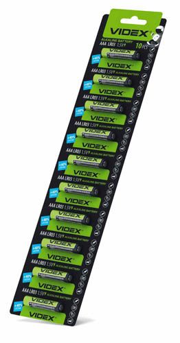 Батарейка лужна LR03/AAA 1шт х 10 BLISTER, Videx