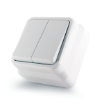 Вимикач двоклавішний зовнішнього монтажу, білий, Erste