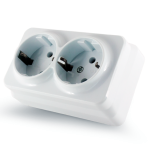 Розетка з заземленням подвійна зовнішнього монтажу, білий, Erste