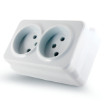 Розетка без заземлення подвійна зовнішнього монтажу, білий, Erste