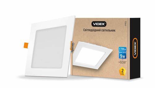 Світильник світлодіодний вбудований квадрат 9Вт 5000К, Videx