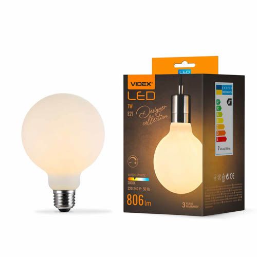 Лампа світлодіодна Filament VL-DG80MO 7Вт E27 3000К Porcelain dimmable, Videx