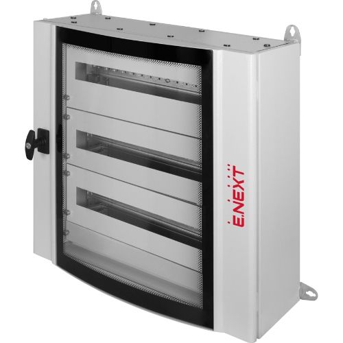 Корпус металевий e.mbox.industrial.n.168.gl IP55  навісний на 168 модулів, зі склом