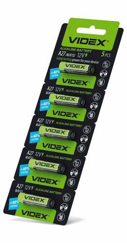 Батарейка лужна А27 5шт BLISTER CARD, Videx