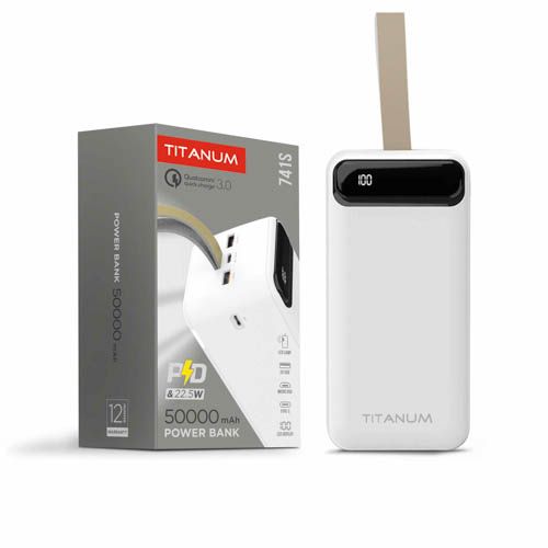 Повербанк 50000mAh 741S 22.5W White, TITANUM