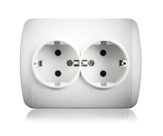 Розетка з заземленням подвійна, білий, Erste 9201-52,W