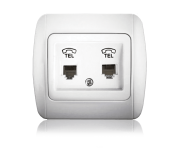 Розетка телефонна подвійна, білий, Erste 9201-64,W