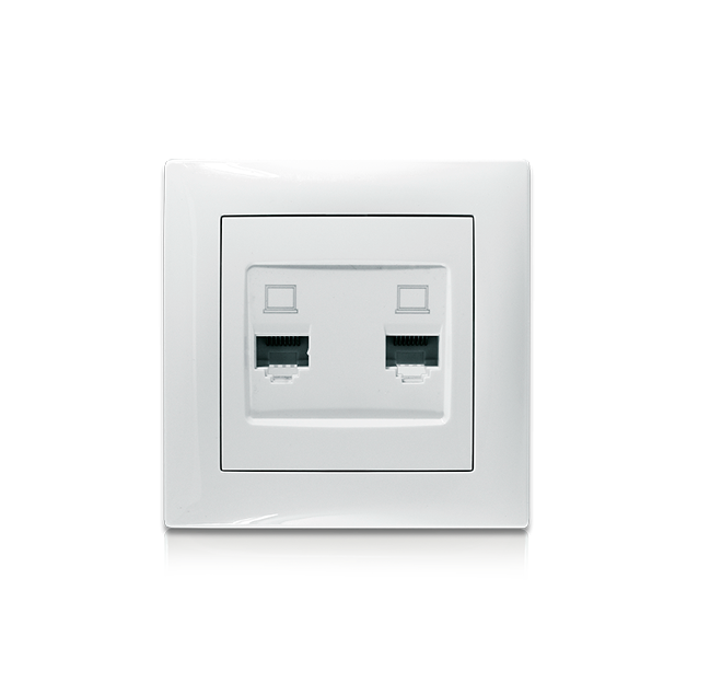 Розетка комп`ютерна подвійна, білий, Erste 9202-62,W