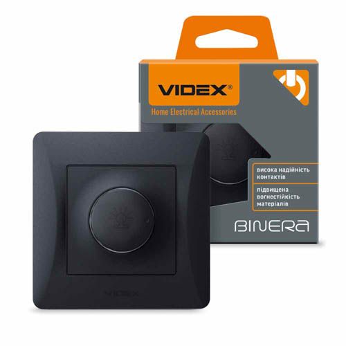 Димер 600Вт чорний графіт BINERA, Videx