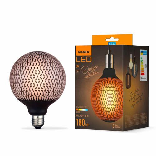 Лампа світлодіодна Filament VL-DG125BP 6Вт E27 1800К Black Magician net, Videx