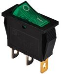 KCD3-101N GR/B 220V Перемикач 1 клав. зелений з підсвічуванням, АСКО-УКРЕМ