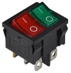 KCD1-6-2101N GR+R/B 220V Перемикач 2 клав. зелений+червоний з підсвічуванням, АСКО-УКРЕМ