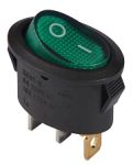 KCD1-9-101N C3-GR/B 220V Перемикач 1 клав. овал. зелений з підсвічуванням, АСКО-УКРЕМ