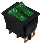 KCD2-2101N C3-GR/B 220V Перемикач 2 клав. зелений з підсвічуванням, АСКО-УКРЕМ