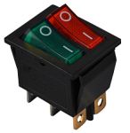 KCD2-2101N GR+R/B 220V Перемикач 2 клав. зелений+червоний з підсвічуванням, АСКО-УКРЕМ