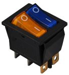 KCD2-2101N BL+YL/B 220V Перемикач 2 клав. жовтий+синій з підсвічуванням, АСКО-УКРЕМ