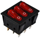 KCD2-3101N R/B 220V Перемикач 3 клав. червоний з підсвічуванням, АСКО-УКРЕМ