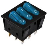 KCD2-3101N C3-BL/B 220V Перемикач 3 клав. синій з підсвічуванням, АСКО-УКРЕМ