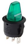 KCD1-5-101NH GR/B 220V Перемикач 1 клав. високий зелений з підсвічуванням, АСКО-УКРЕМ