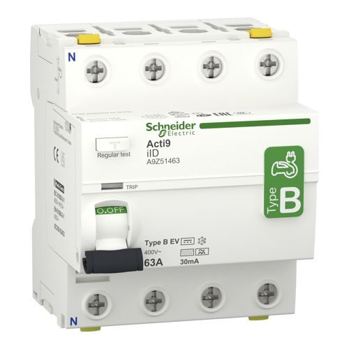 Диференційний вимикач (ПЗВ) iID 4P 63A 30mA B EV, Schneider Electric