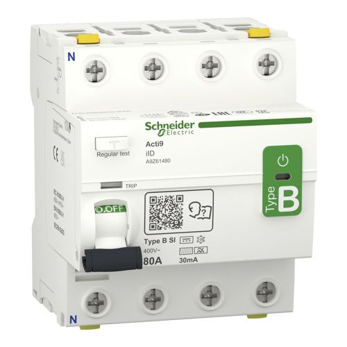 Диференційний вимикач (ПЗВ) iID 4P 80A 30mA B-SI, Schneider Electric