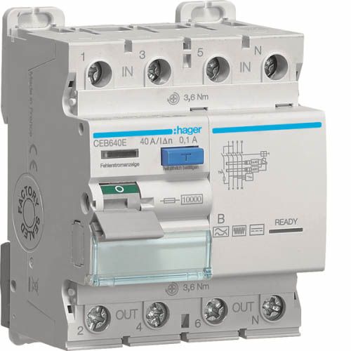 Дифреле ПЗВ 4P 10kA 40A 100mA B, Hager