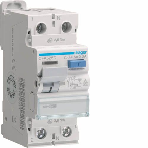 Дифреле ПЗВ 2P 10kA 25A 300mA A, Hager