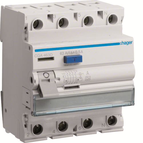 Дифреле ПЗВ 4P 63A 500mA A, Hager