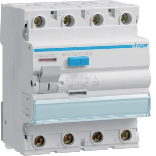 Дифреле (ПЗВ) 4P 6kA 40A 100mA A S, Hager