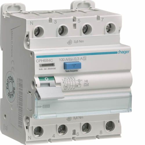Дифреле ПЗВ 4P 10kA 100A 300mA A-Hi S, Hager
