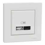 USB розетка А+С 3А 45Вт біла, Schneider Electric