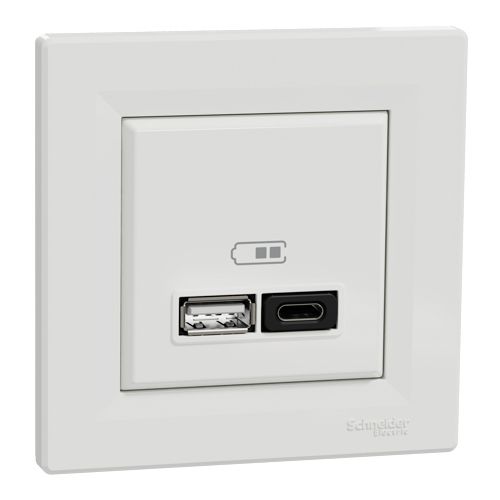 USB розетка А+С 3А 45Вт біла, Schneider Electric