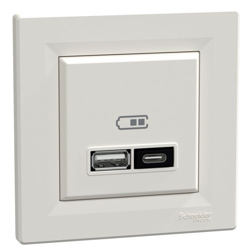 USB розетка тип A+C 21Вт кремова, Schneider Electric