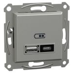 USB розетка тип A+C 21Вт алюміній, Schneider Electric