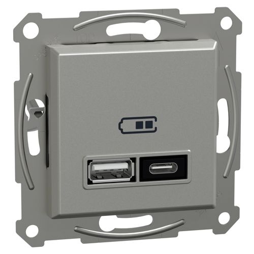 USB розетка тип A+C 21Вт алюміній, Schneider Electric