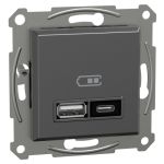 USB розетка тип A+C 21Вт антрацит, Schneider Electric