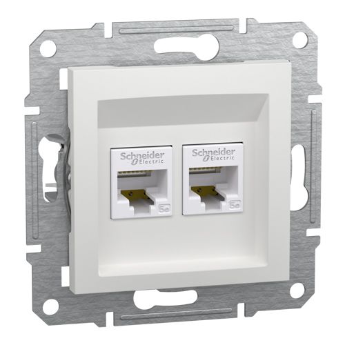 Розетка Asfora 2хRJ45 UTP категорія 5E біла безрамкова, Schneider Electric