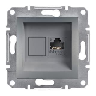 Розетка комп’ютерна "Asfora", 1xRJ45 6e не екрана, сталь, Schneider Electric