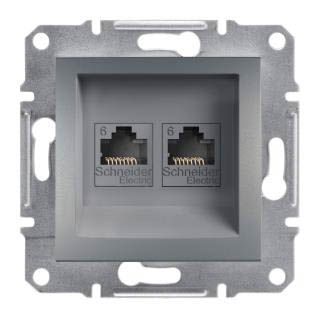 Розетка комп’ютерна "Asfora" 2xRJ45 6e не екран., сталь, Schneider Electric