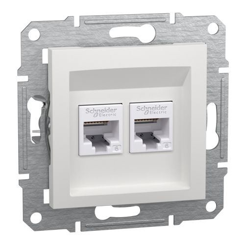 Розетка Asfora 2хRJ45 UTP категорія 6 біла безрамкова, Schneider Electric