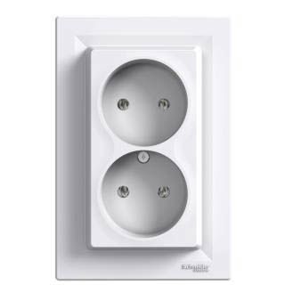 Розетка подвійна без заземлення asfora білий,  Schneider Electric