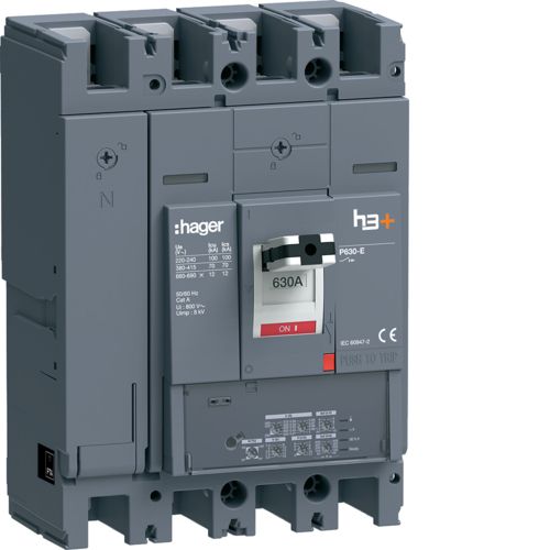 Автоматичний вимикач Hager h3+ P630 In=630A 4P 70kA LSI