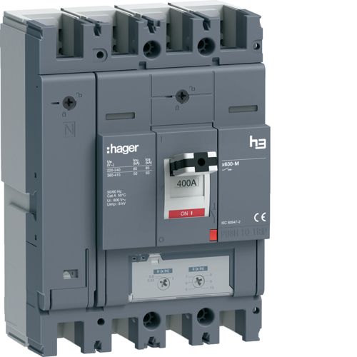 Автоматичний вимикач Hager h3 x630 In=400A 4P 50kA TM