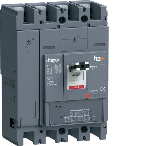 Автоматичний вимикач Hager h3+ P630 In=400A 4P 110kA LSI