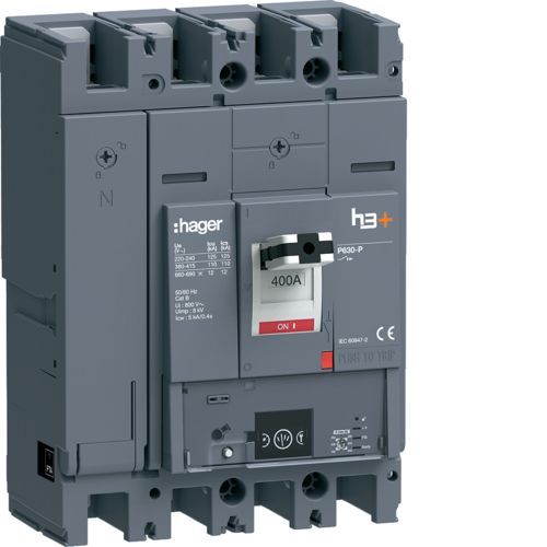 Автоматичний вимикач Hager h3+ P630 In=400A 4P 110kA Energy