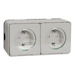 Блок розеток в зборі 2-ний "Mureva S" з з/к та шторками, білий, IP55, Schneider Electric