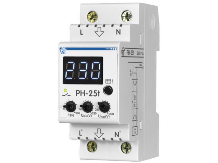 Реле контролю напруги РН-25Т, 25А, 220В, Новатек