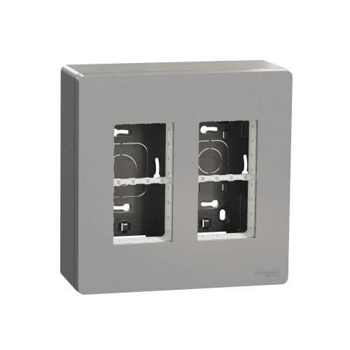 Блок unica system+ відкрита вставка 2х2 алюміній, Unica New, Schneider Electric