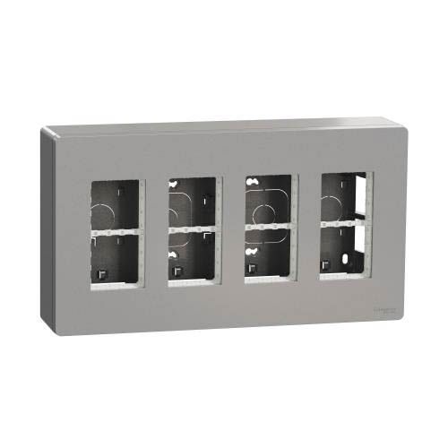 Блок unica system+ відкрита вставка 4х2 алюміній, Unica New, Schneider Electric